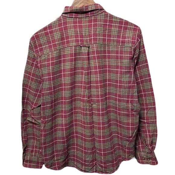 Woolrich green and burgundy plaid long sleeve button up collared flannel shirt - Picture 6 of 6